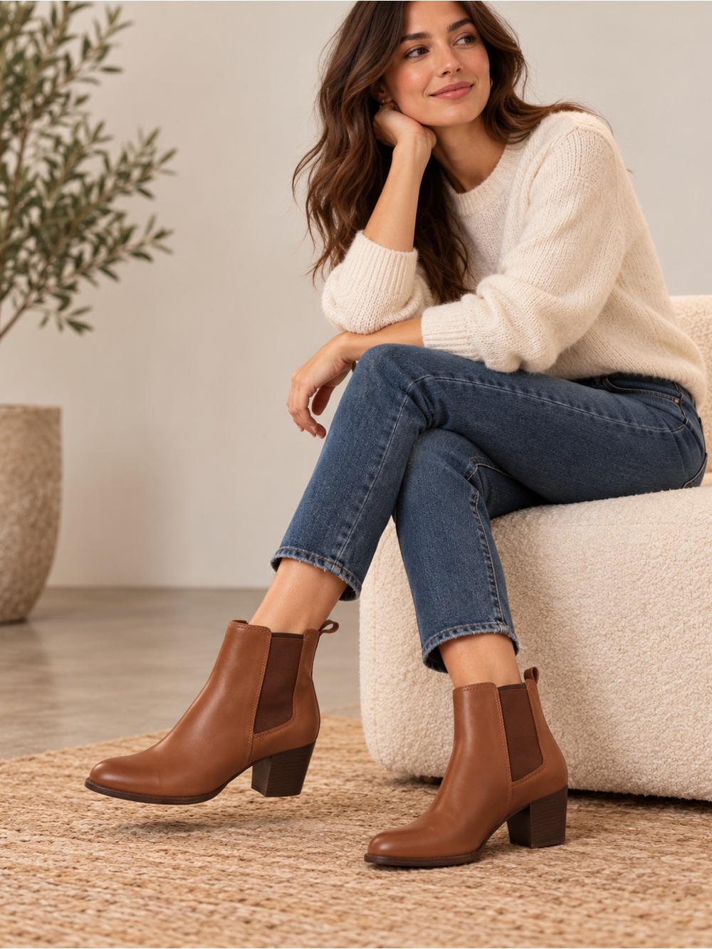 Madewell Chestnut Leather Chelsea Booties